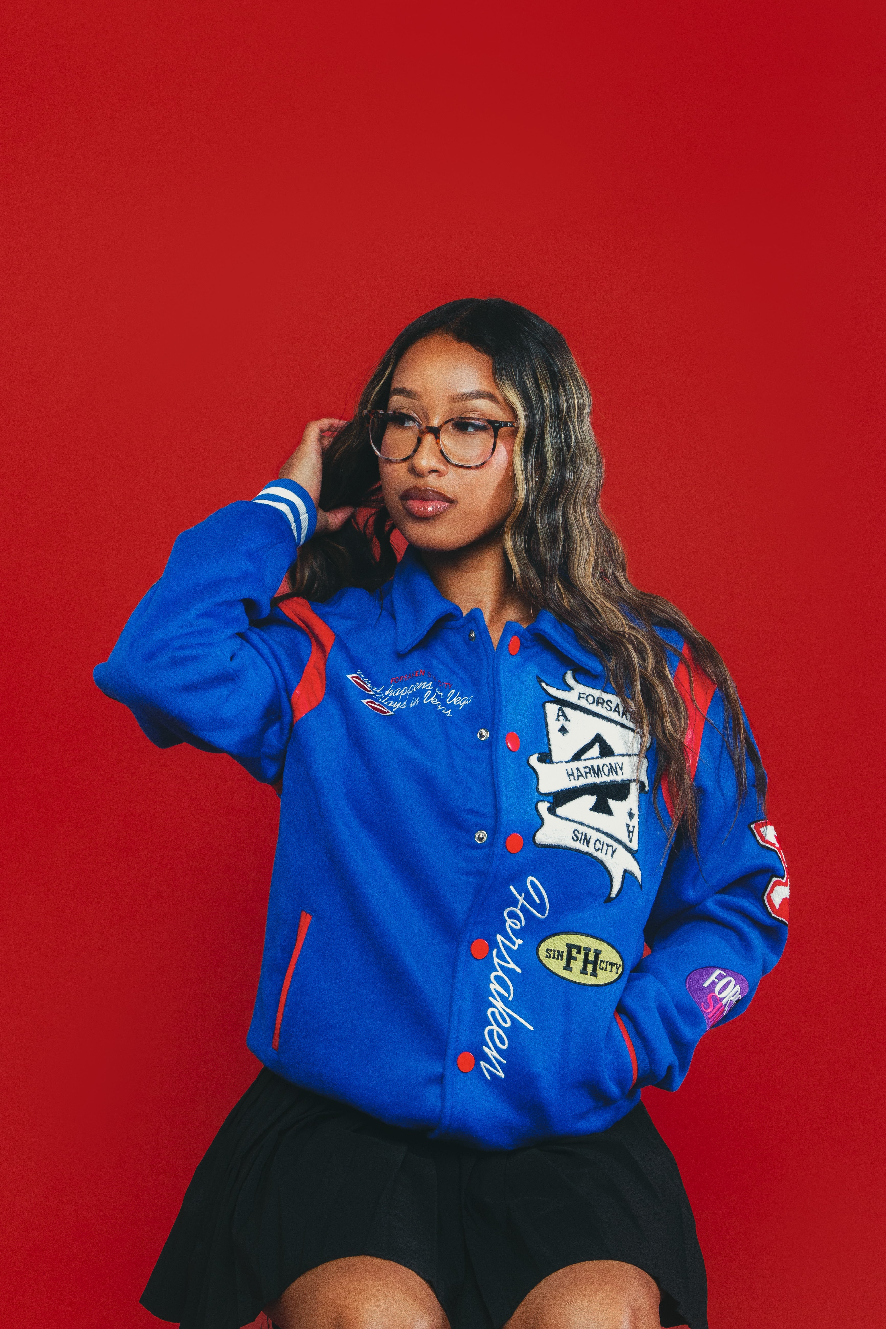 BLUE Sin City Varsity Jacket